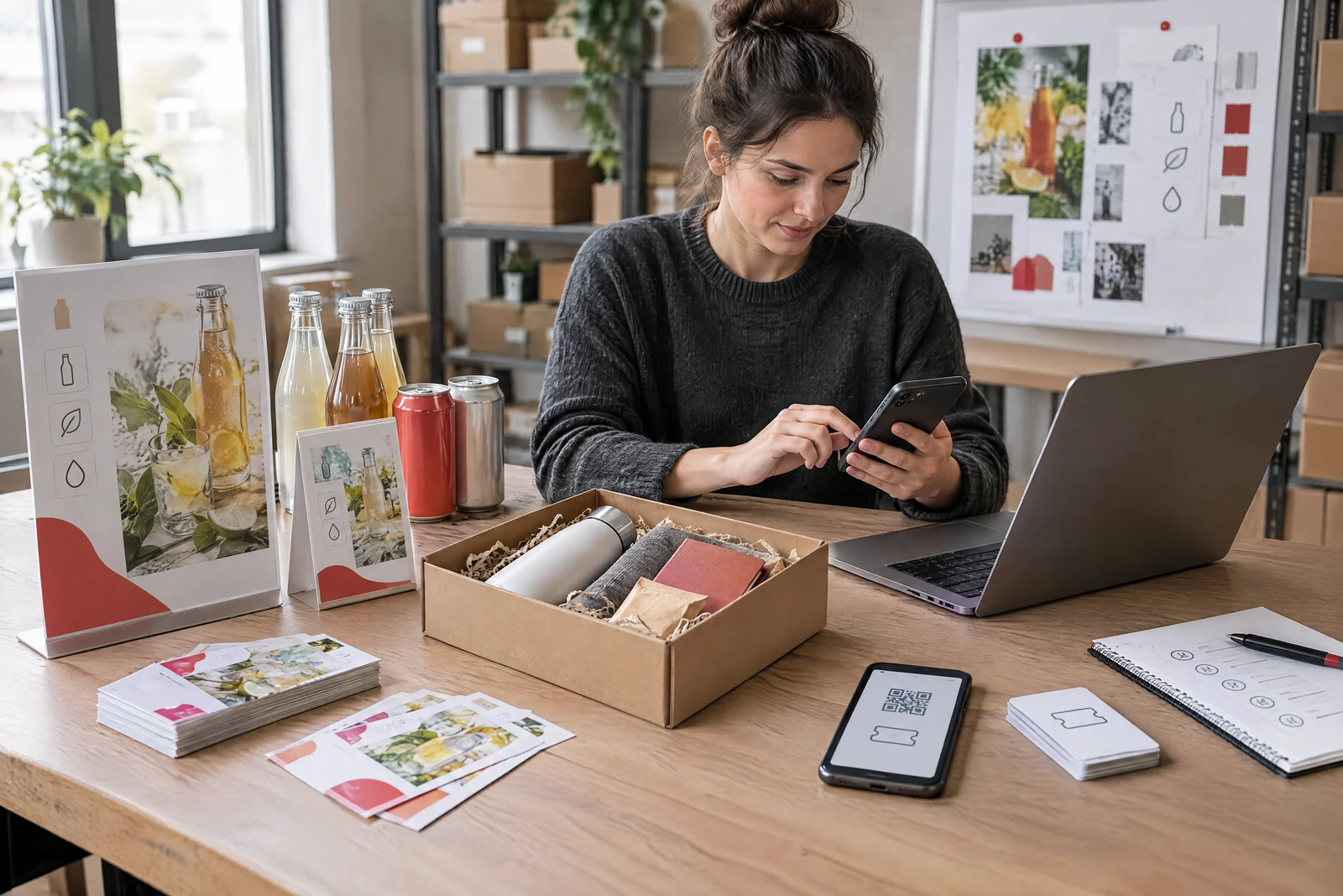 Ticketing-Aufgabe, Aktionsset und POS-Material auf einer Arbeitsfläche.
