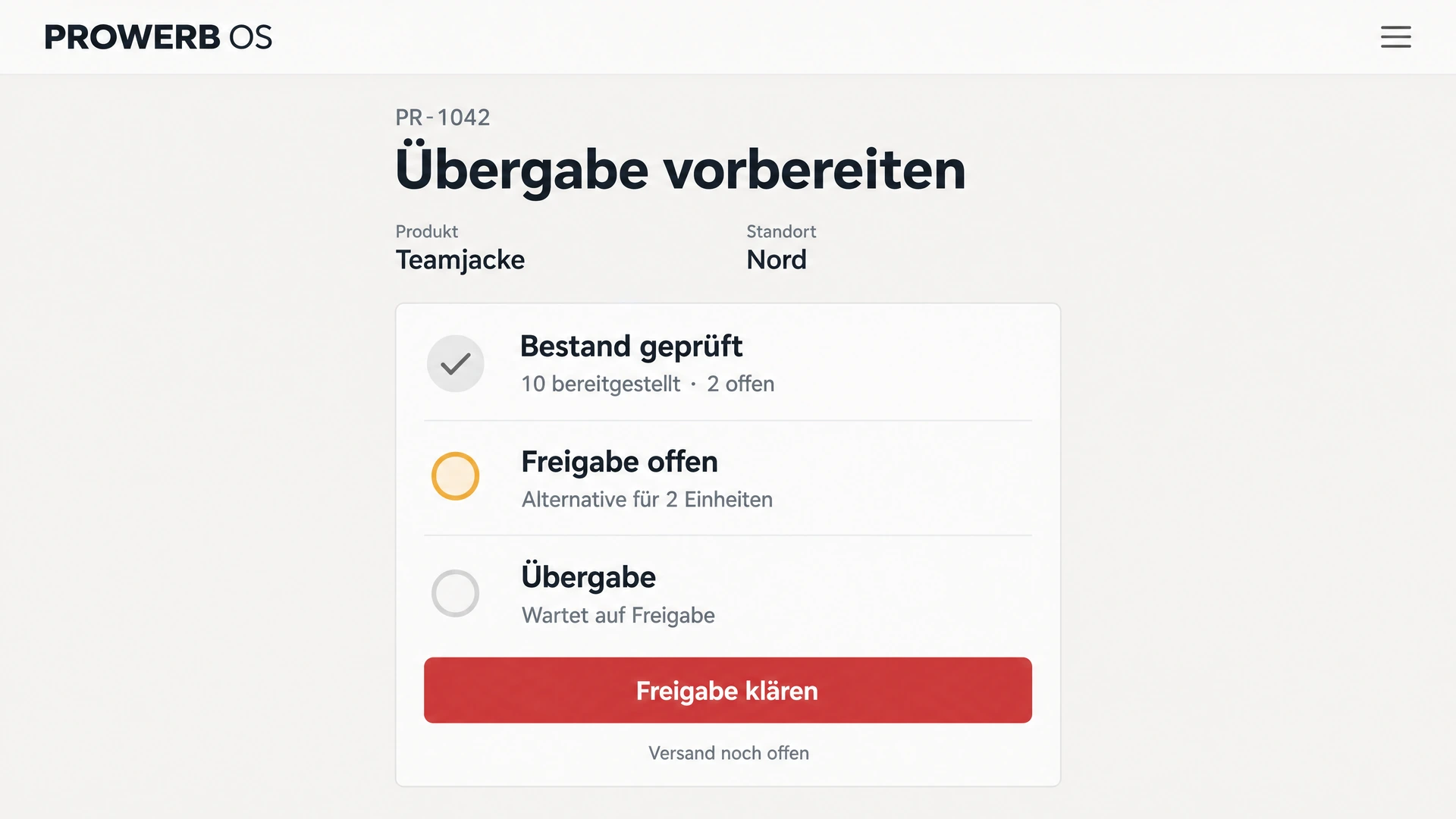 Übergabe vorbereiten