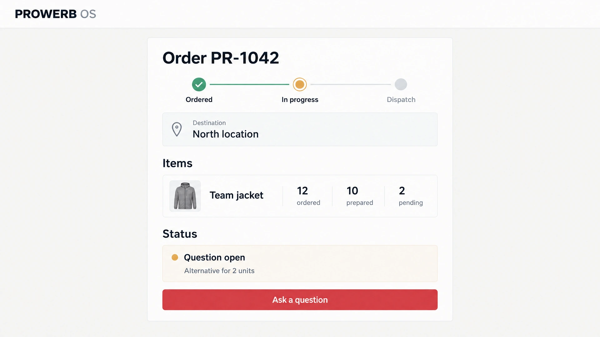 Order from the customer view
